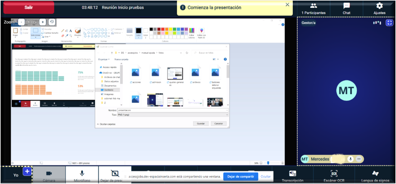 Pantalla de presentación con mensajes de aviso